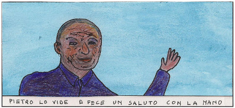 Pietro saluta con la mano Pietro saluta con la mano